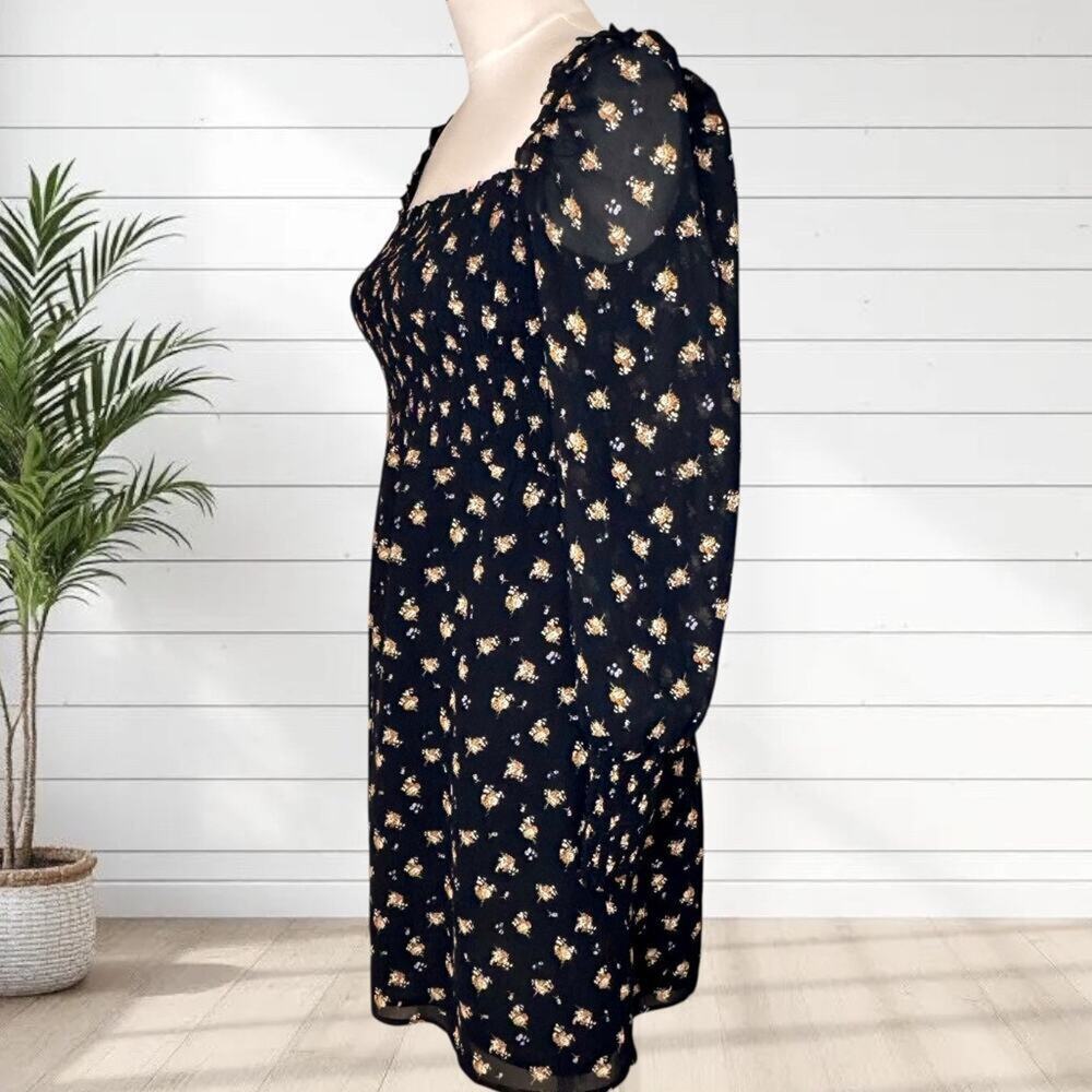 NWT Maje Rithik Dress Smocked Floral Boquet Long Sleeve Boho Flowers FR 40 US M - Picture 3 of 15